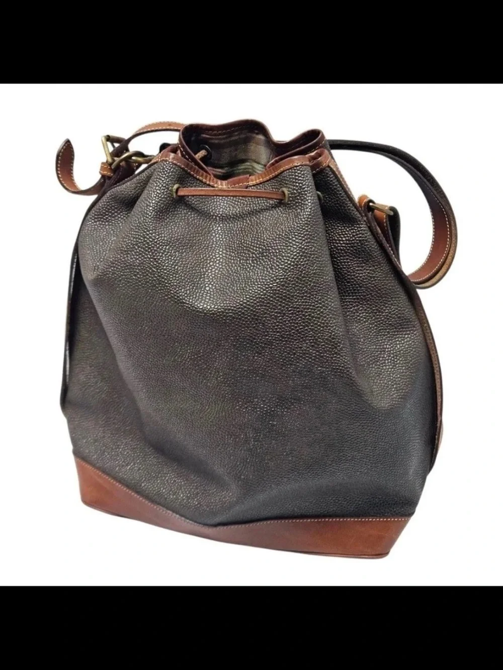 Mulberry Black and Brown Leather Drawstring Hobo Bag